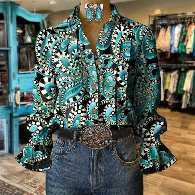 Chica | Vintage Abstract Print Blouse