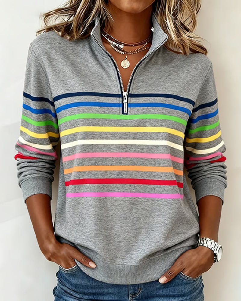 Viency | Regenbooggestreepte Zip-sweatshirt