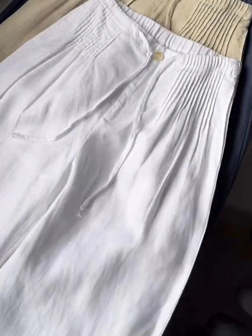 Camilla | Wijde broek van katoen- en linnenmix