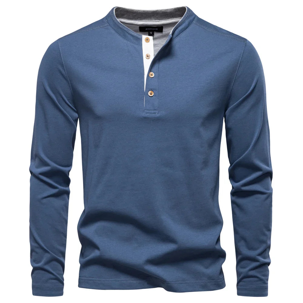 Barry | Henley Heren Shirt Met Lange Mouwen