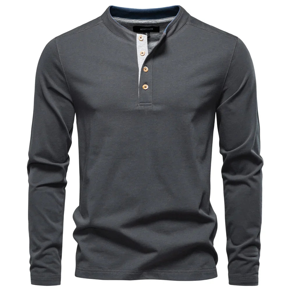 Barry | Henley Heren Shirt Met Lange Mouwen