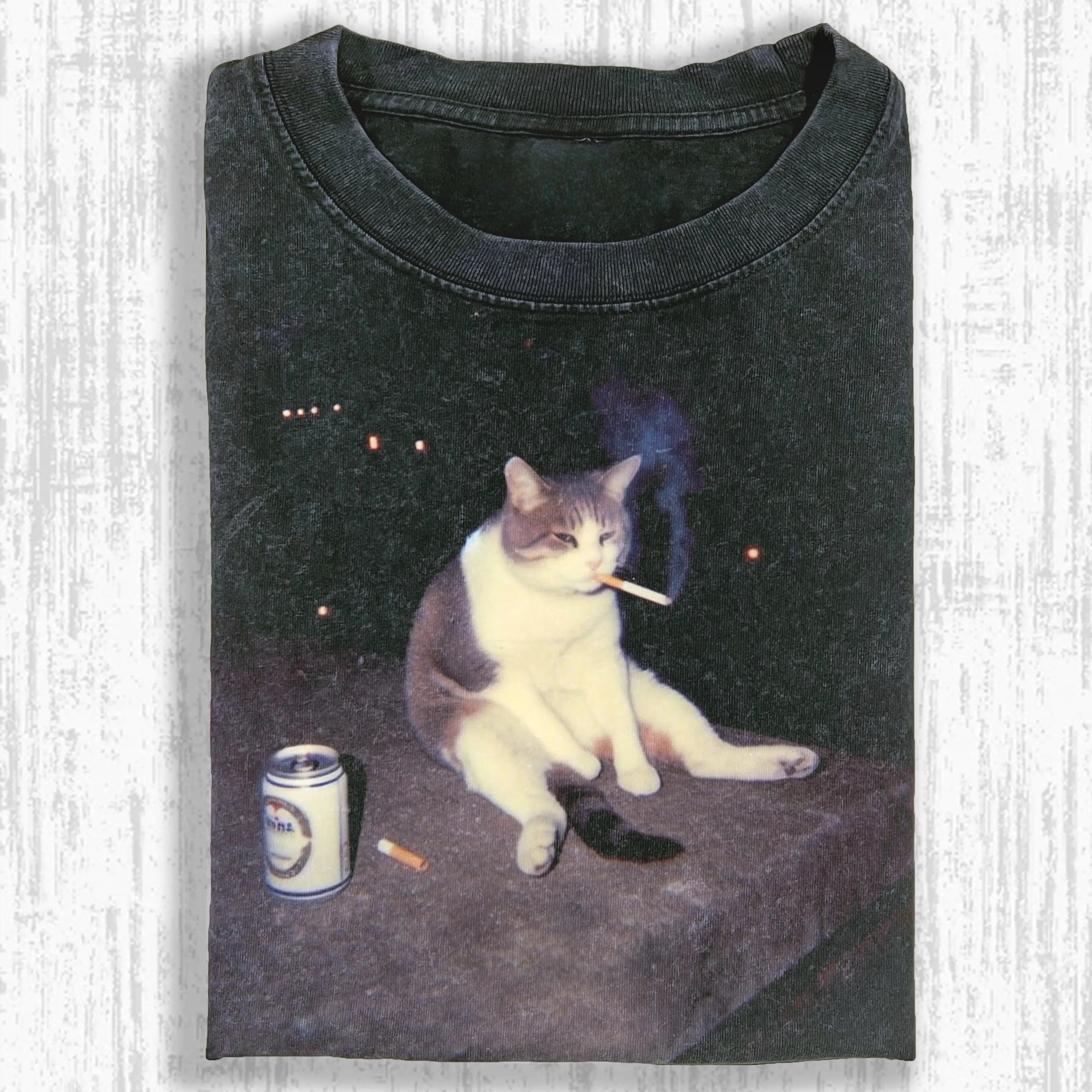 Wacky Cat gewassen T-shirt 0