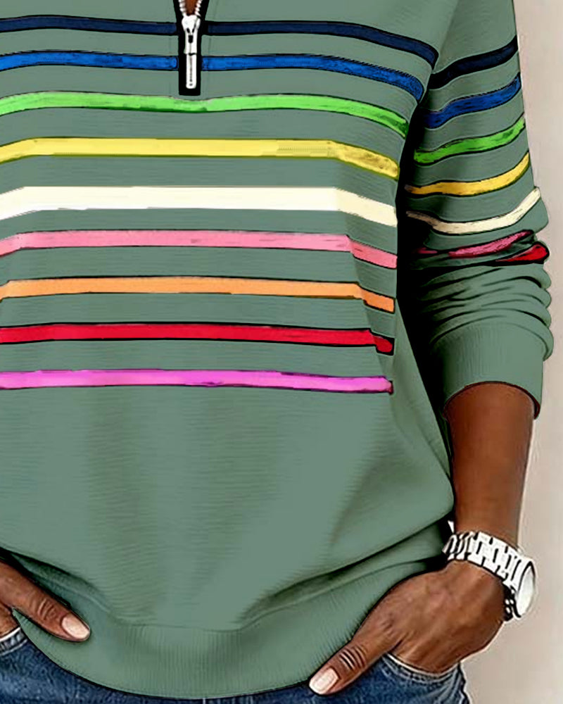 Viency | Regenbooggestreepte Zip-sweatshirt